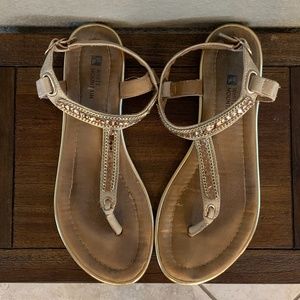 White Mountain gold crystal thong sandal